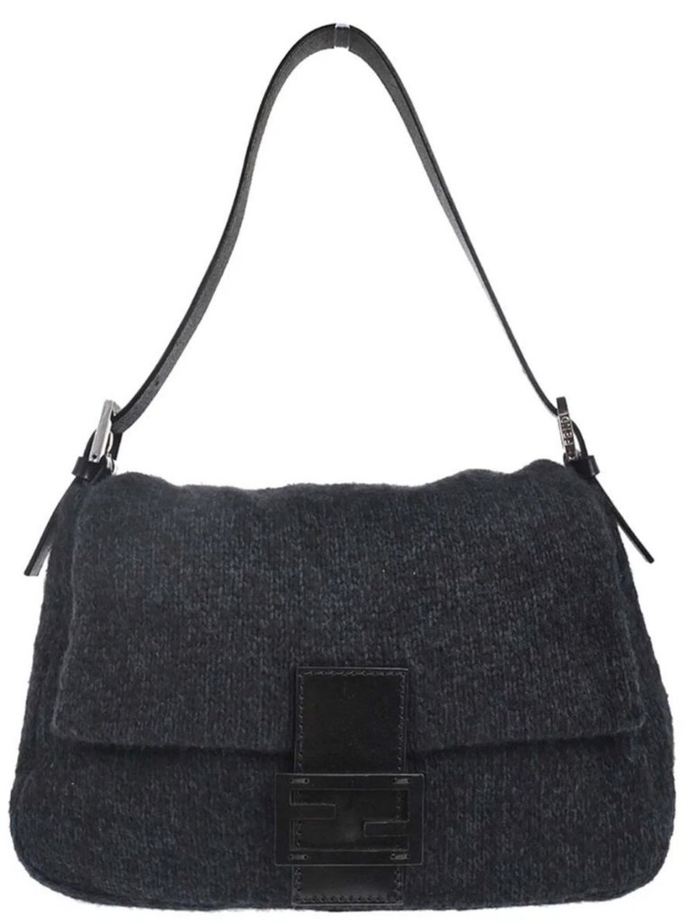 Fendi Black Wool Mamma Baguette Handbag 2354/26325/009 198114